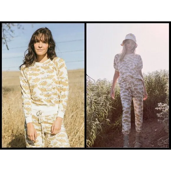 💕THE GREAT💕 Shrunken Sweatshirt + Stadium Sweatpants ~ Chamomile Floral M NWT - Image 3