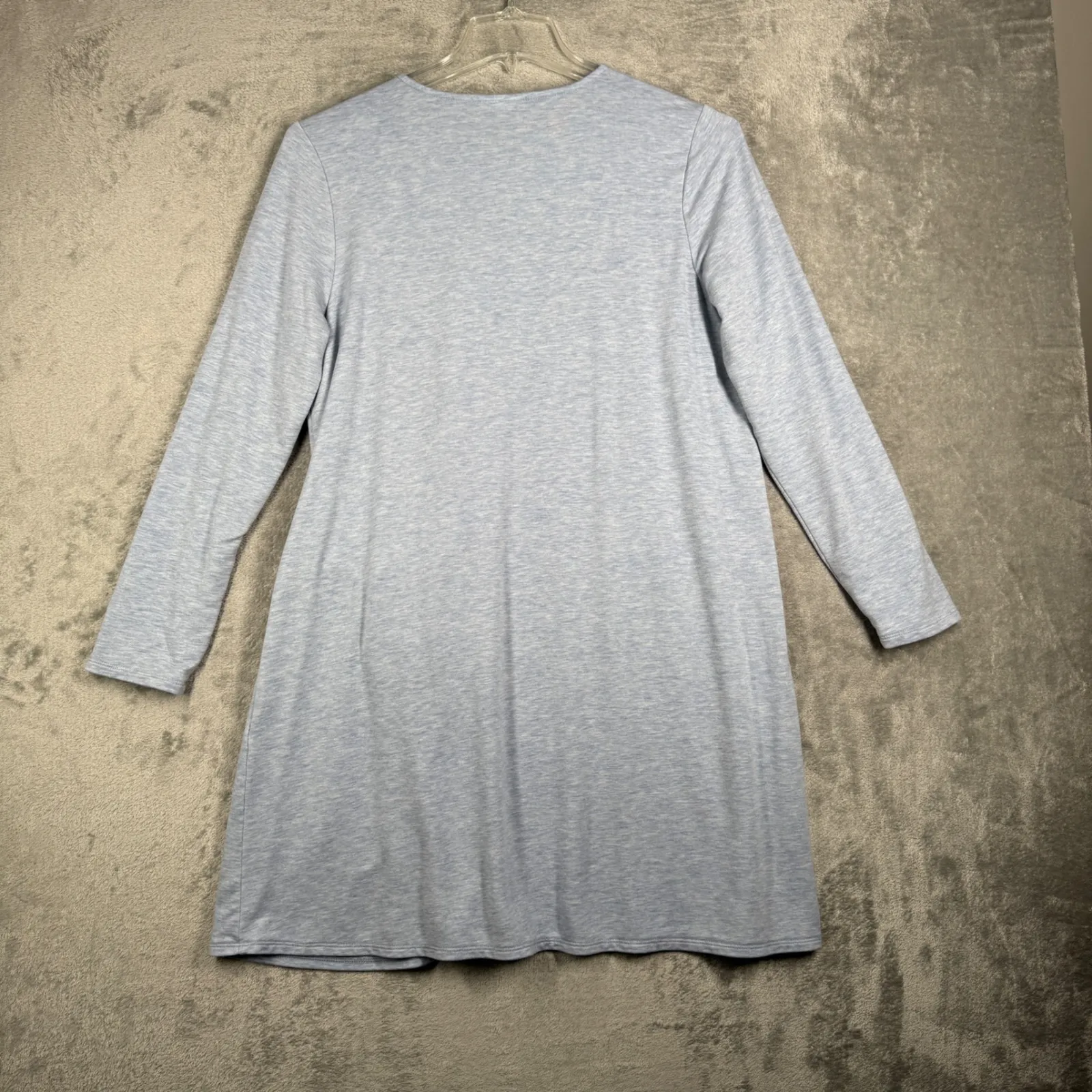 Pure‎ Jill Luxe Tencel Dress Womens Large Heather Blue Long Sleeve Pocket Casual - Image 3