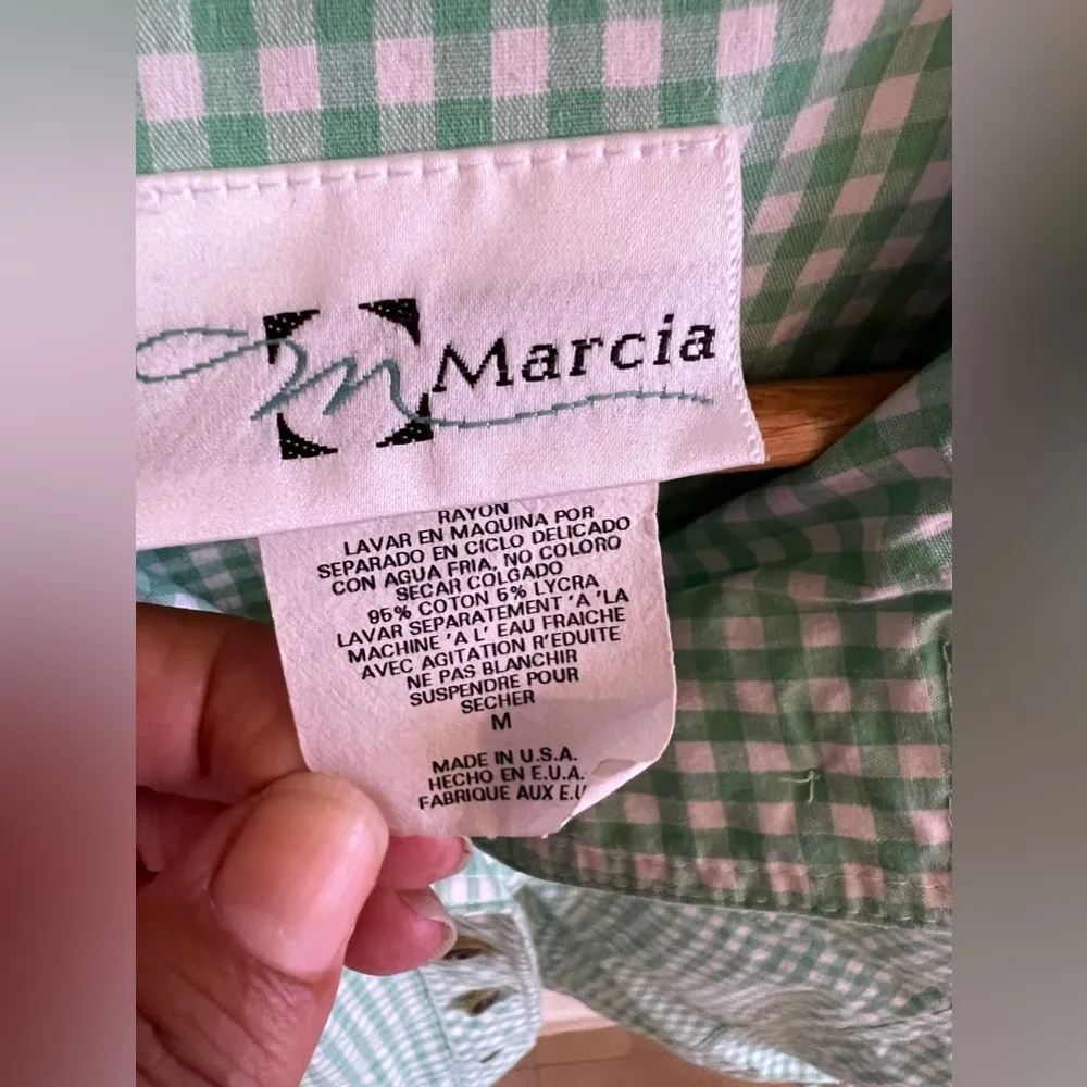 Marcia fully Button jacket size large green and white light weight 2 pockets Size M - Image 7