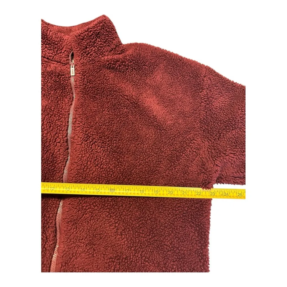 Pink Victoria’s Secret Fleece Zip Up Sweatshirt Cozy jacket Burgundy Size Small - Image 4