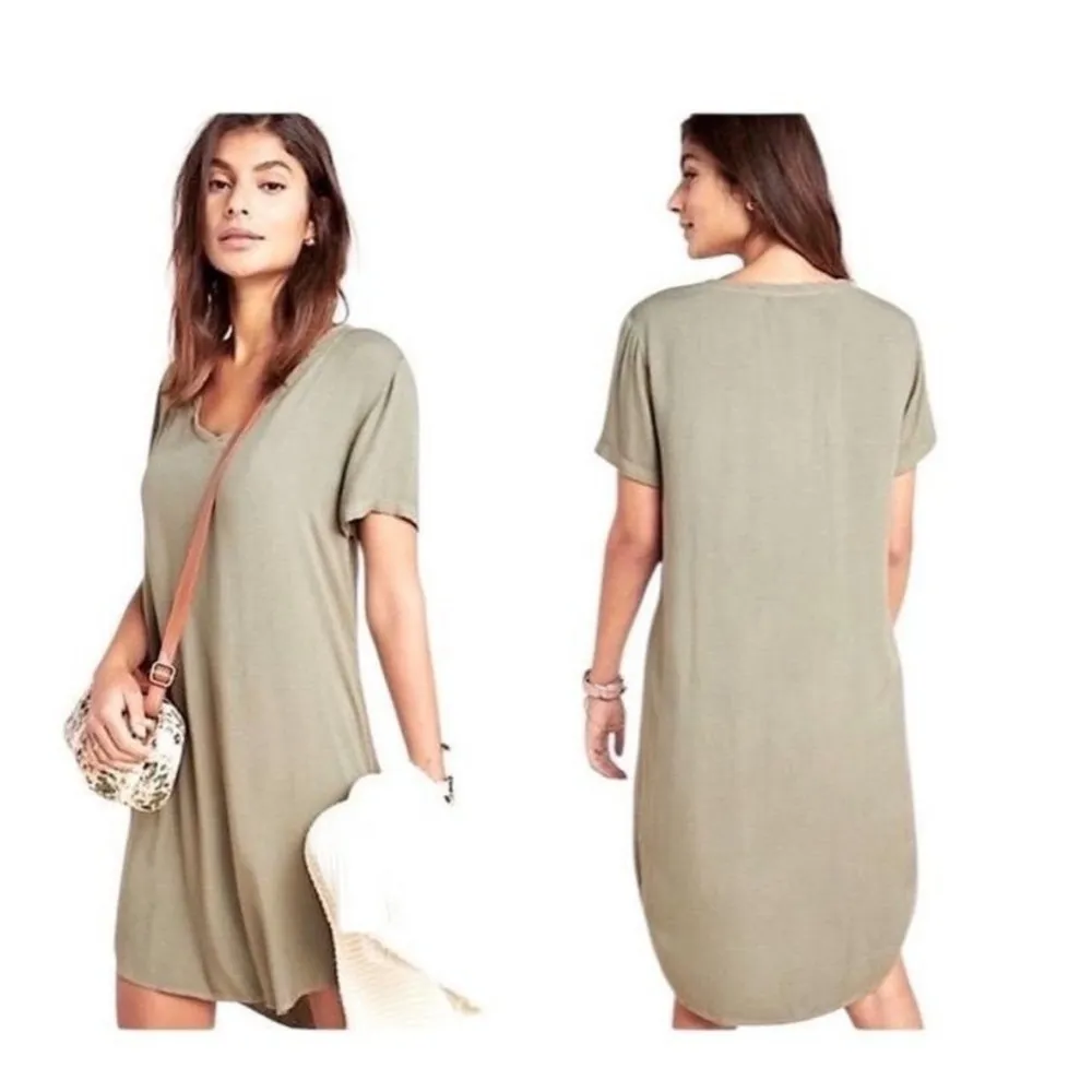 CLOTH & STONE Soft Rayon V-Neck T-Shirt Dress – Size Small – Light Sage - Image 8
