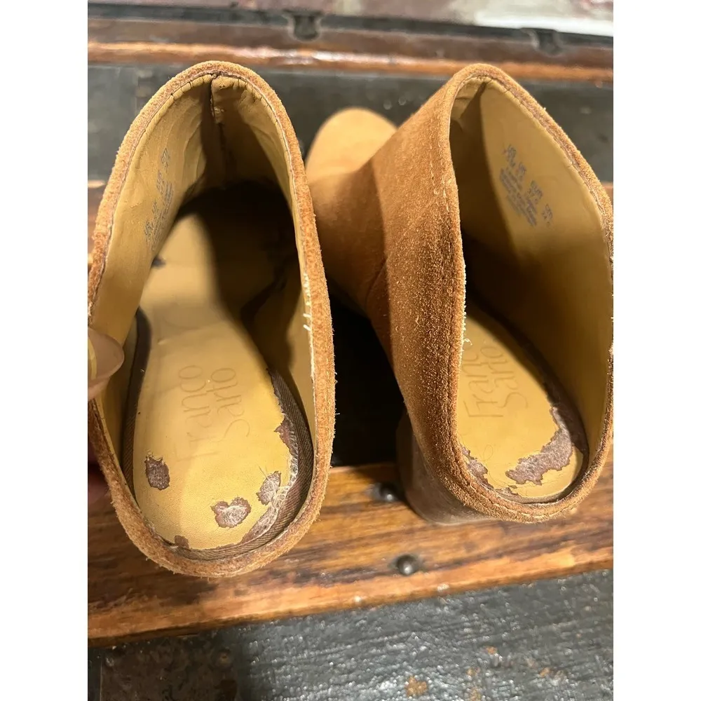 Franco Sarto Denzel Suede Stack Heeled Mules SIZE 7.5 - Image 7