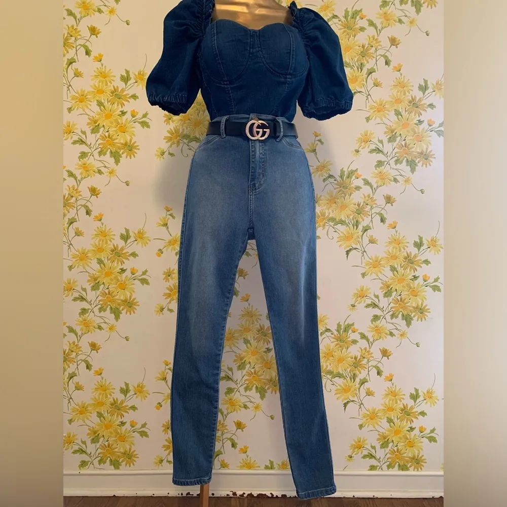 Vibrant high waist skinny jeans size 5 - Image 3