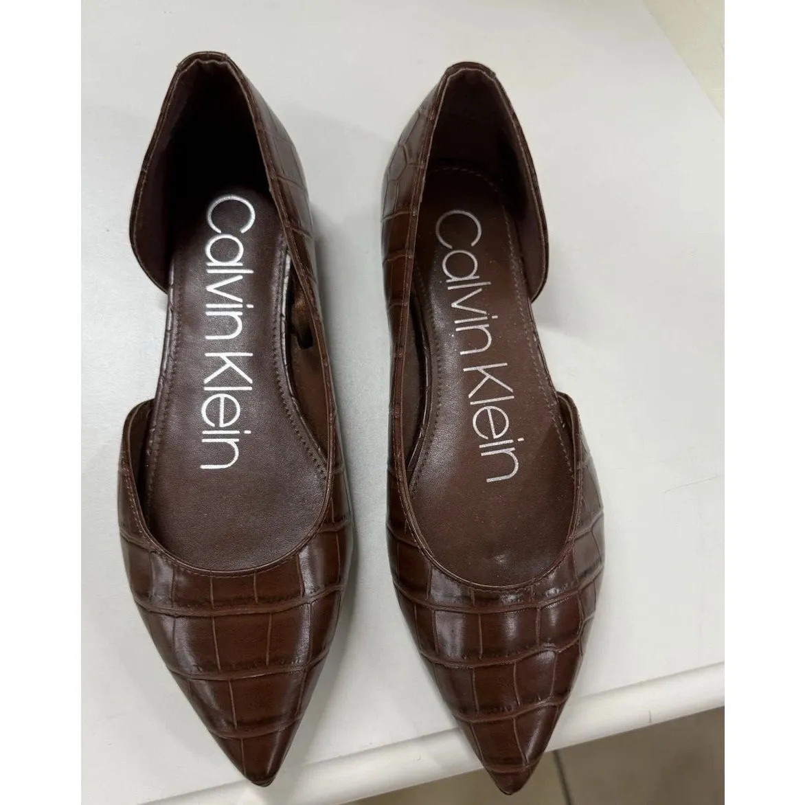 Calvin Klein Kconara Single Sided D'orsay Flats Faux Leather Brown Sz 6.5 - Image 3