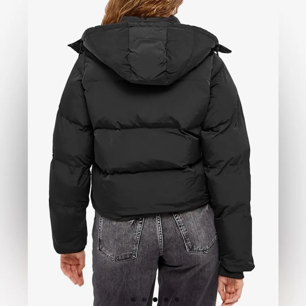NWT Good American Black Puffer Jacket Removable Hood Size 2XL - Image 2