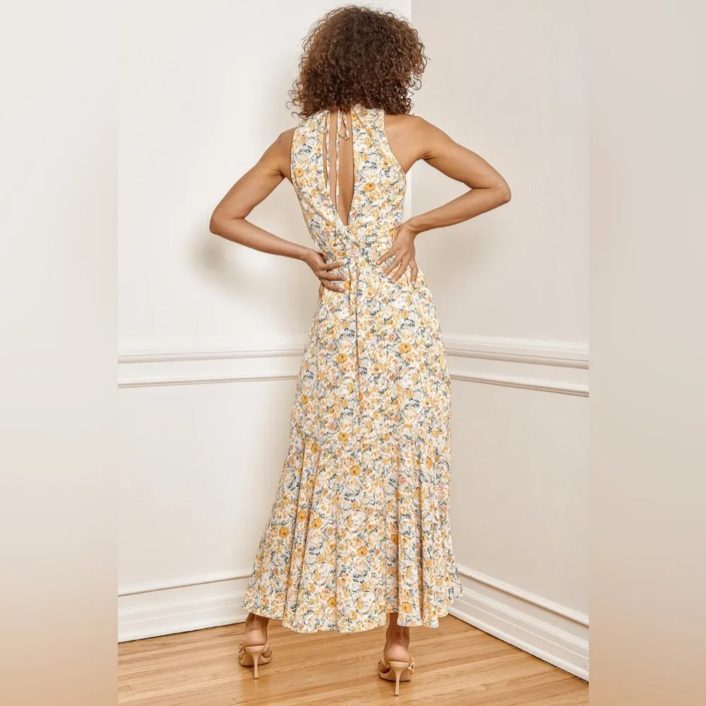 Lulu’s Watching the Blooms Yellow Floral High-Low Midi Dress Size Medium - Image 16