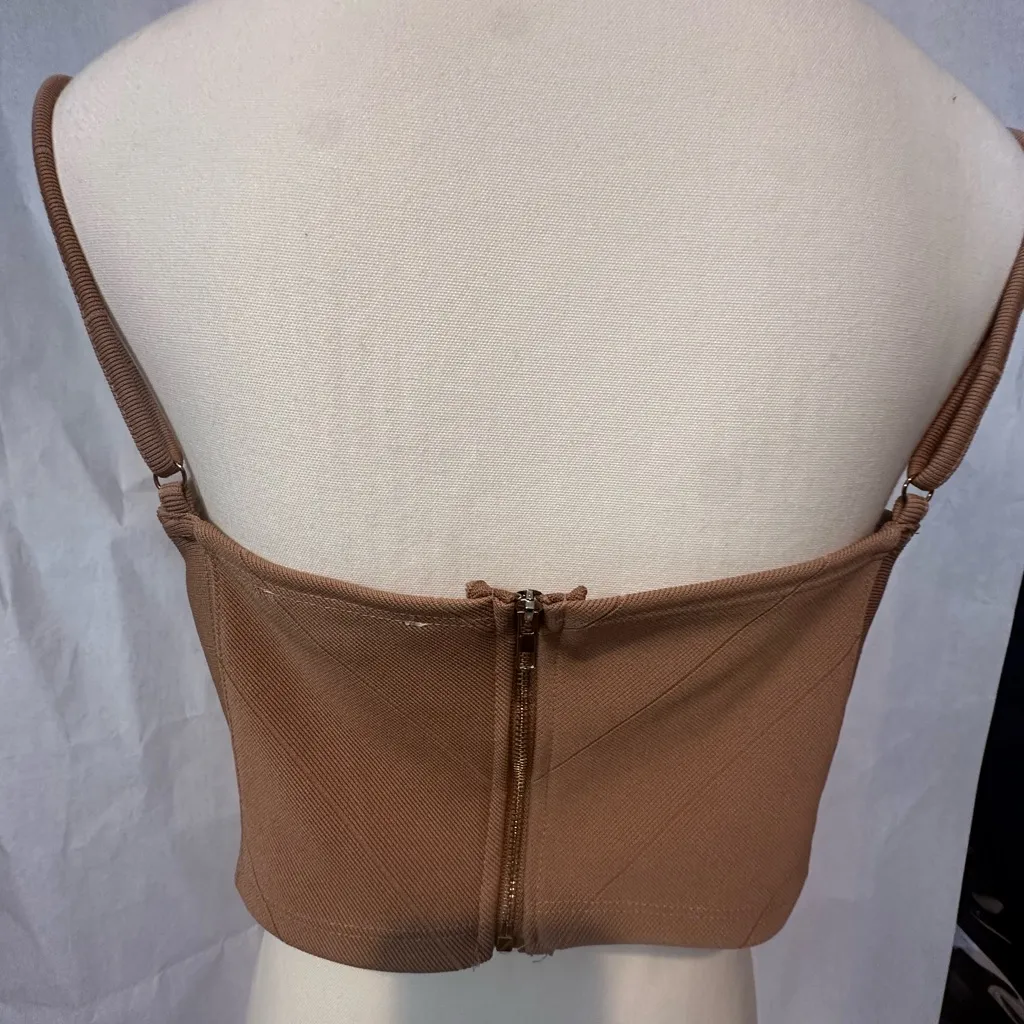 Haute Monde Tan Bustier Crop Top - Image 3