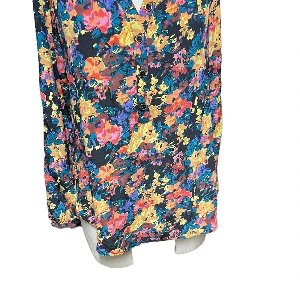 Yumi Kim‎ Trinia Silk Floral Print Top Yellow Black Size Small - Image 3