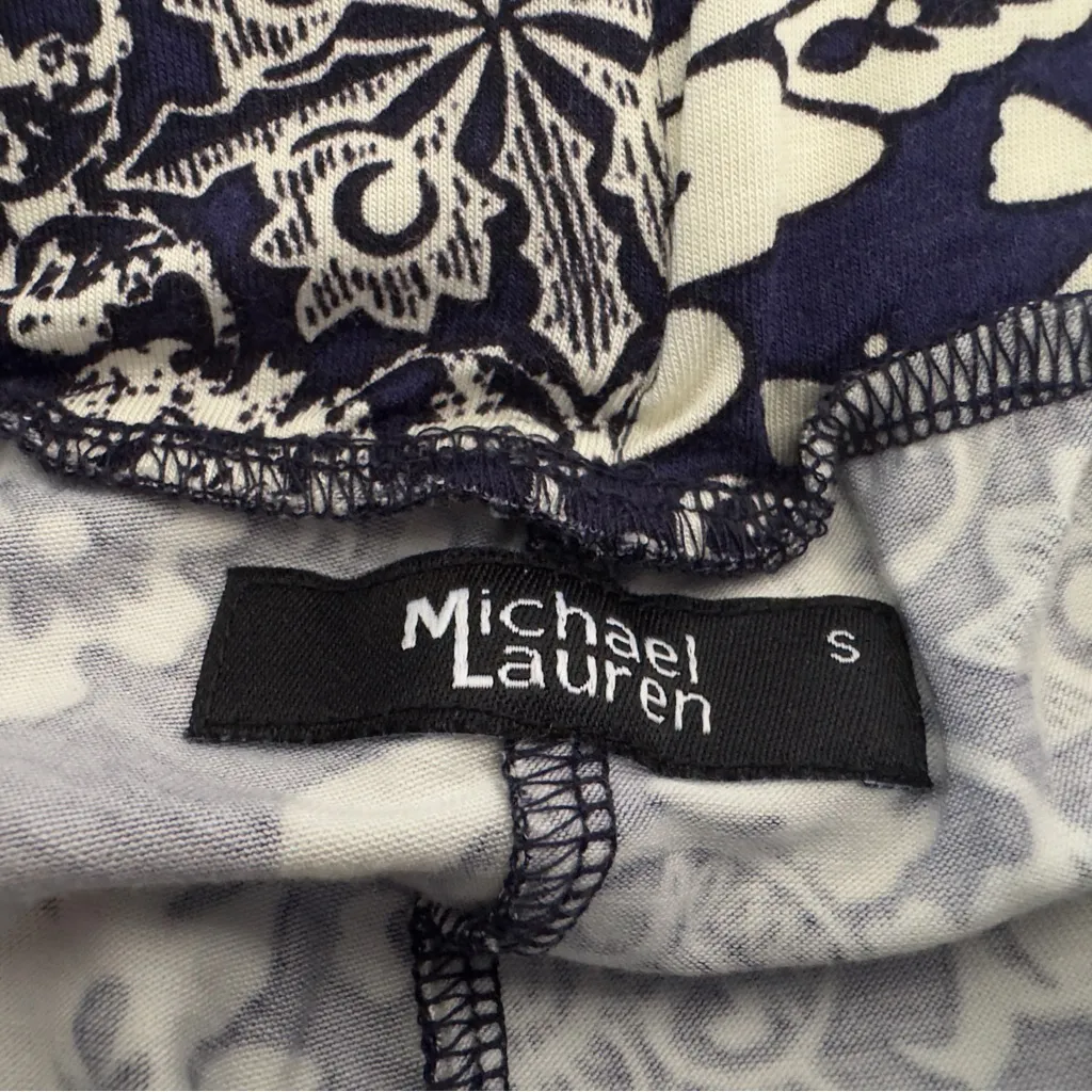NWT Michael Lauren Pablo Core Pants w/Shirring Blue/White Small - Image 3