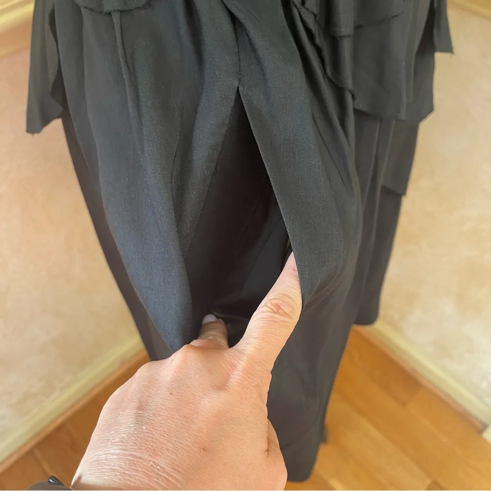 COS Tiered Ruffle linen Blend Sleeveless Pullover A Line Mini Dress Black Sz 12 - Image 6