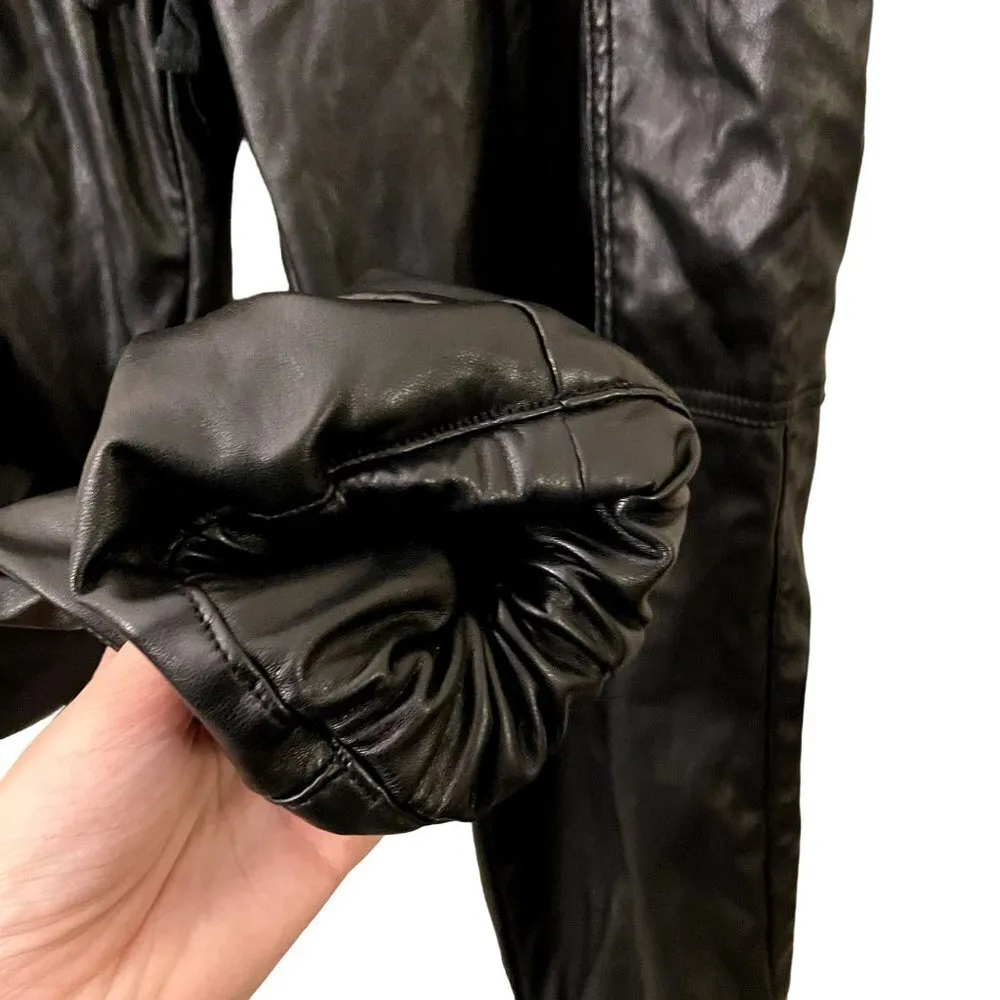 leather black sweatpants drawstring pockets interesting comfort - Image 6