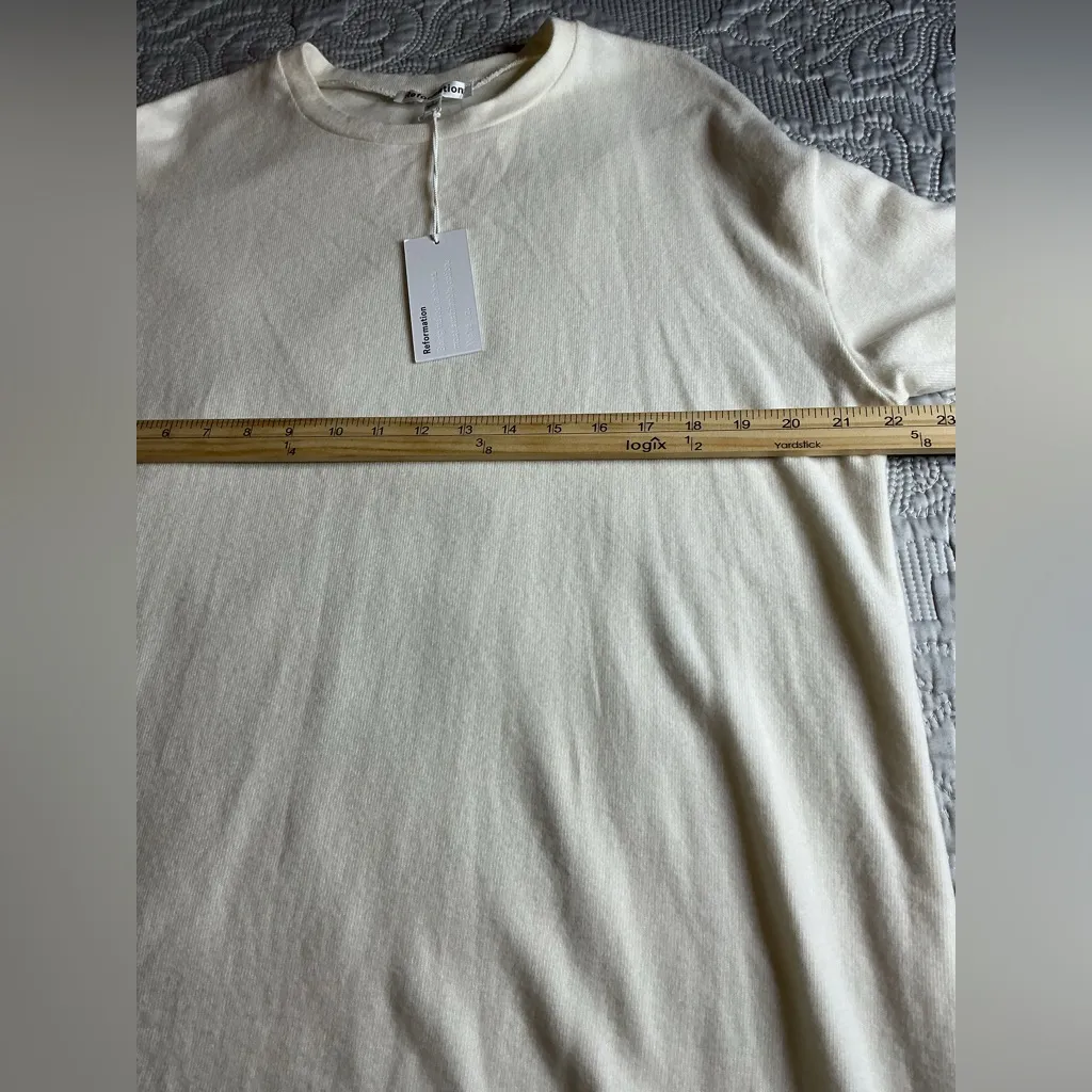 Reformation Cream Long Sleeve Mini Dress - Image 5