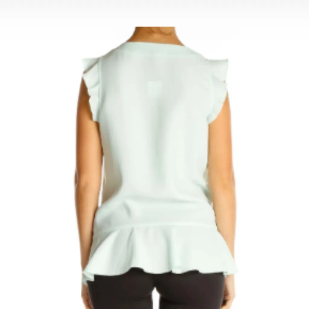 Women’s Banana Republic VNeck Ruffle Accent Tank in Antarctic sz large - Image 3