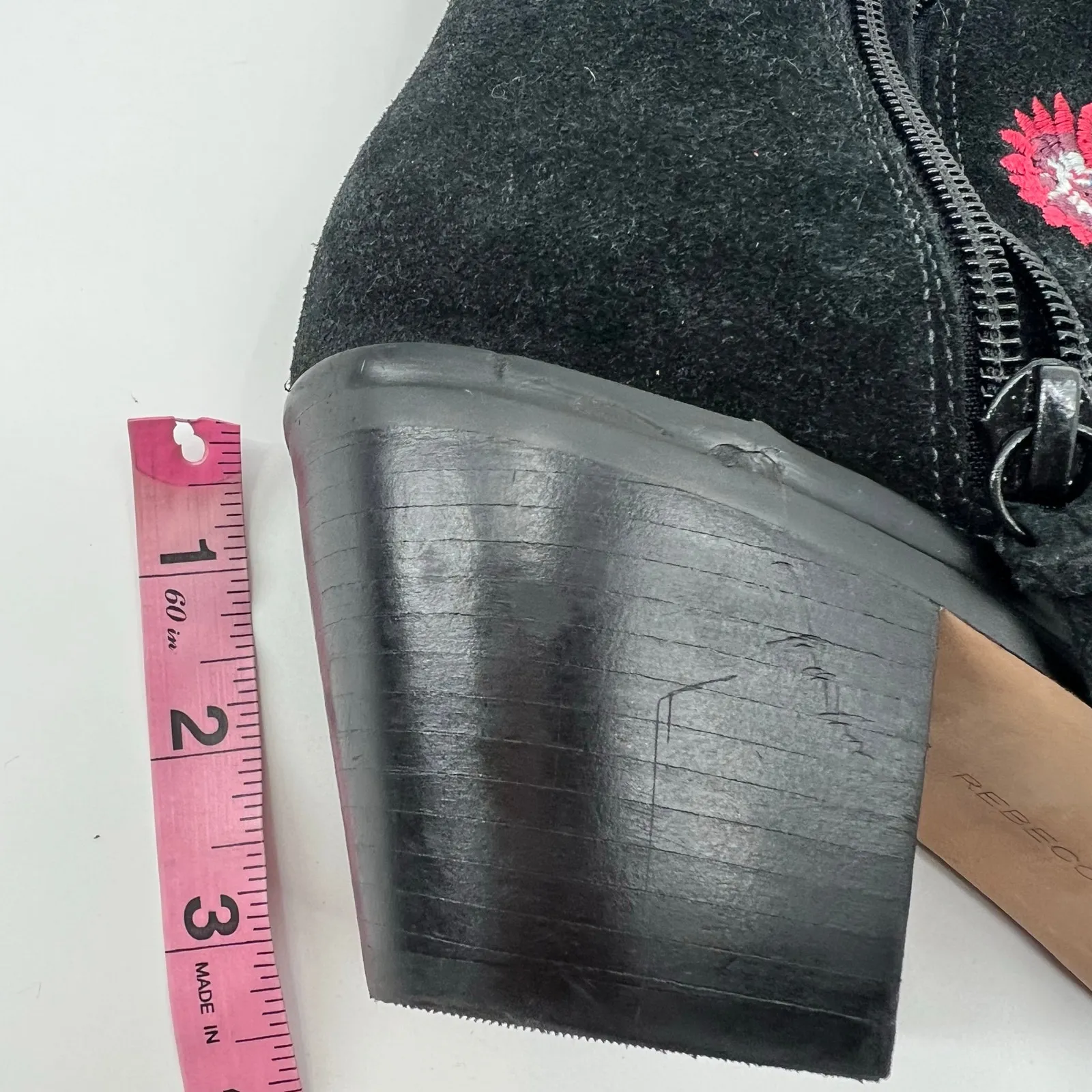 REBECCA MINKOFF black Women's Suede Lulu Embroidery boot Booties western size 9 - Image 3