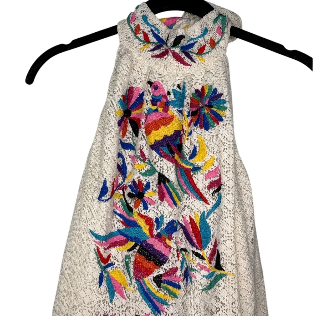 Judith March Embroidered Halter Maxi Dress Crochet Otomi Small Vacation Beach - Image 2