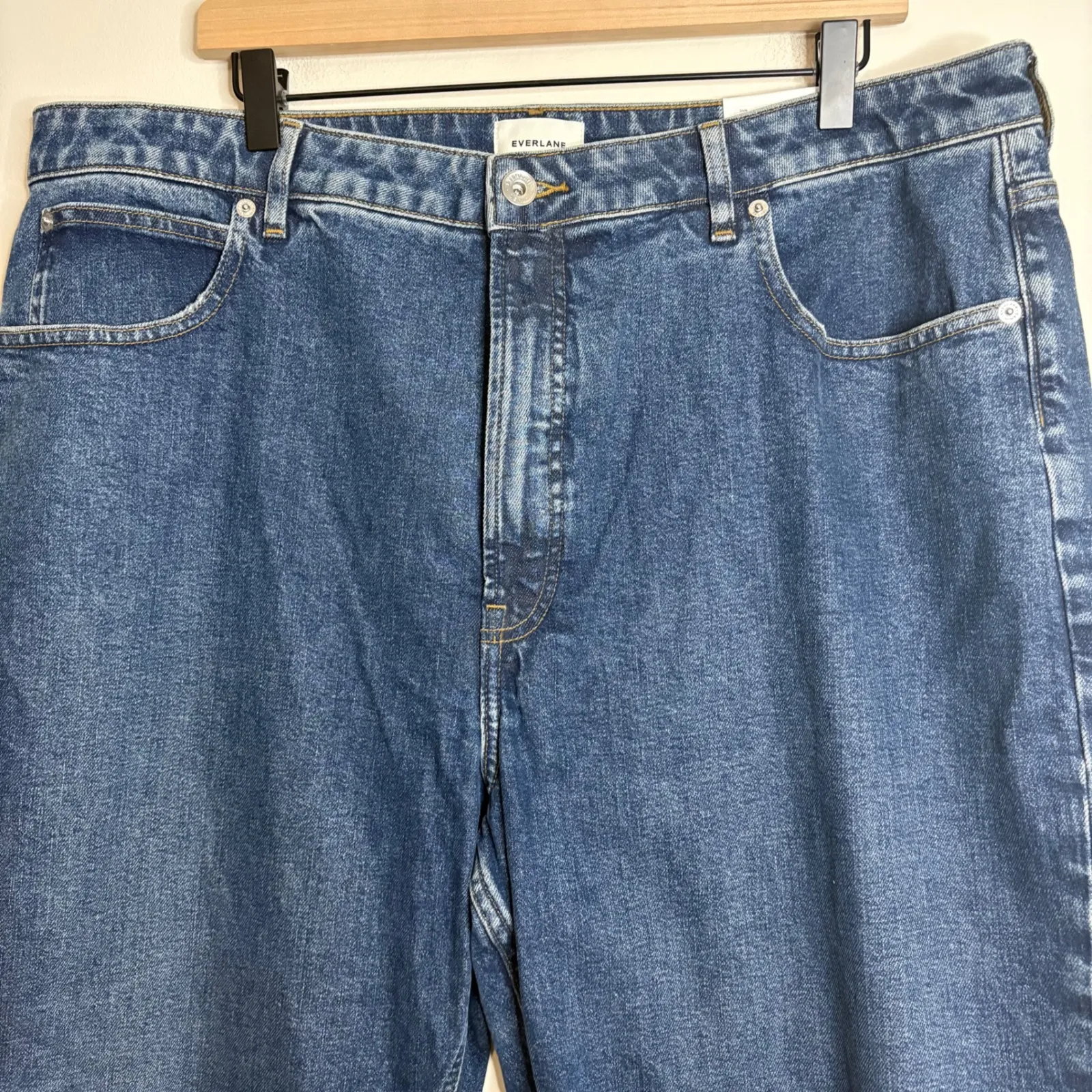 Everlane The Way High Jean 2.0 Dark Indigo Straight Leg Women's Size 35 - Image 3