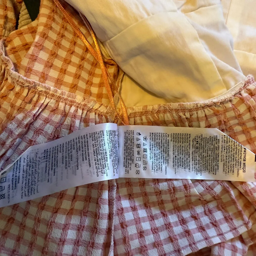 Guess  orange Checkered Blouse - Image 8