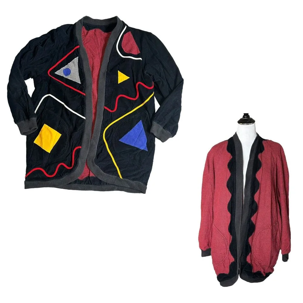 VTG Salaminder Sally Von Werlhof Reversible Jacket One Size Statement Funky Art‎ Red - Image 2