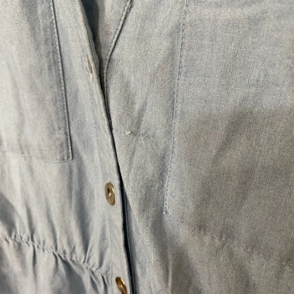 Zara Blue Chambray Button Down Belted Shirtdress Size Medium - Image 5