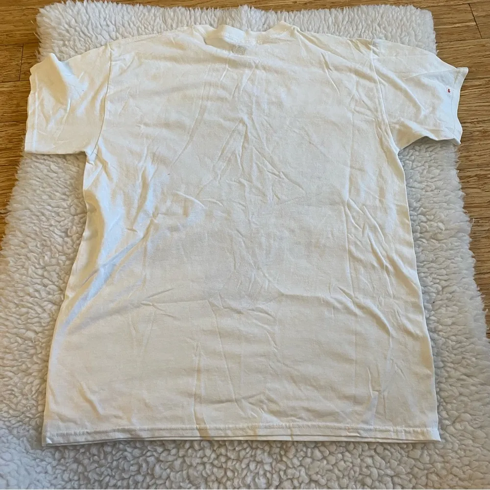 Womens Large Tee Shirt WHITE Christian SAVED WITH AMAZING GRACE Purple Cross L - Image 4