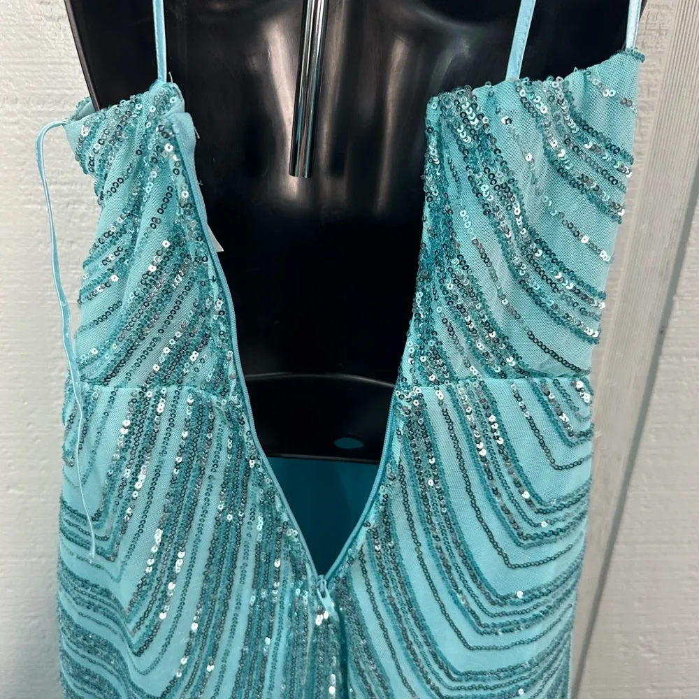 B Darlin Seafoam Green Sequin Halter Dress Size 7/8 NWOT - Image 9