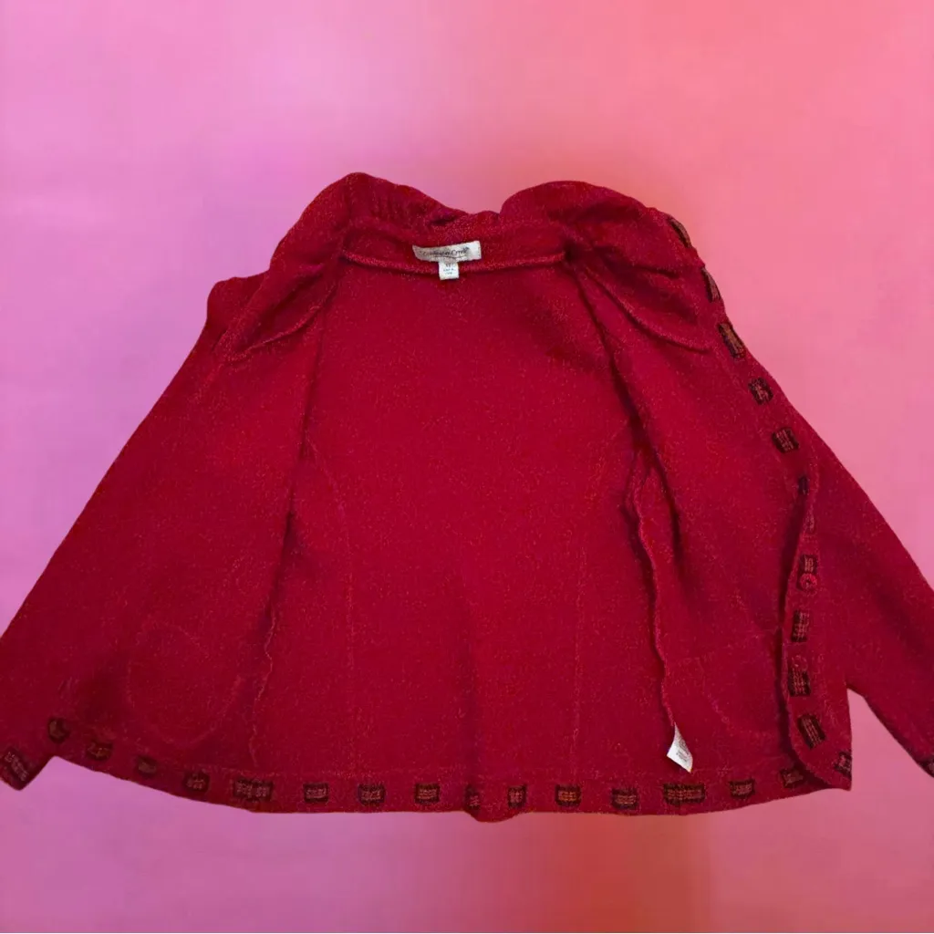 Vintage 90s Y2K Red Wool Button-Up Jacket with Black Plaid Trim - Extra Small - Image 8