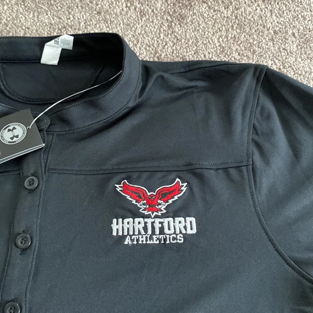 Under Armour Loose Fitted Hartford Athletics Heat Gear Black Polo SIZE L - Image 3