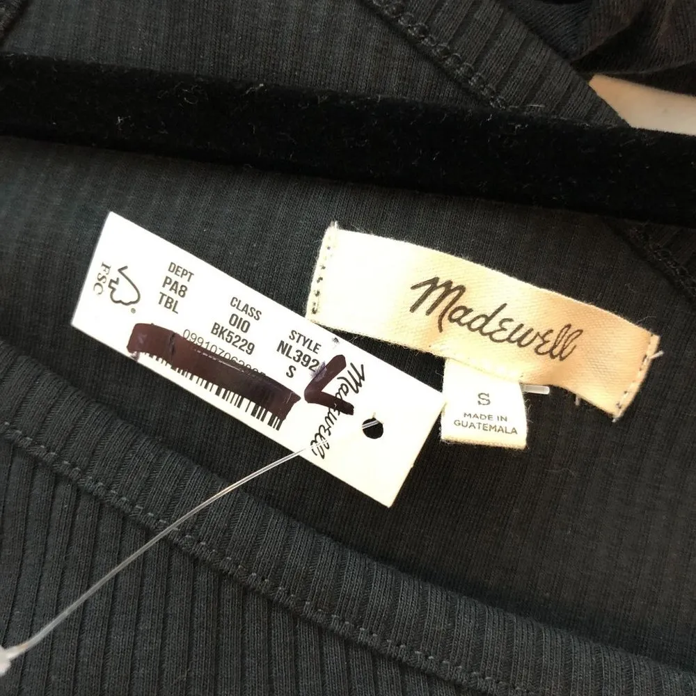 Madewell Womens One-Shoulder Crop Tank in Sleekhold Black Ribbed S - Image 5