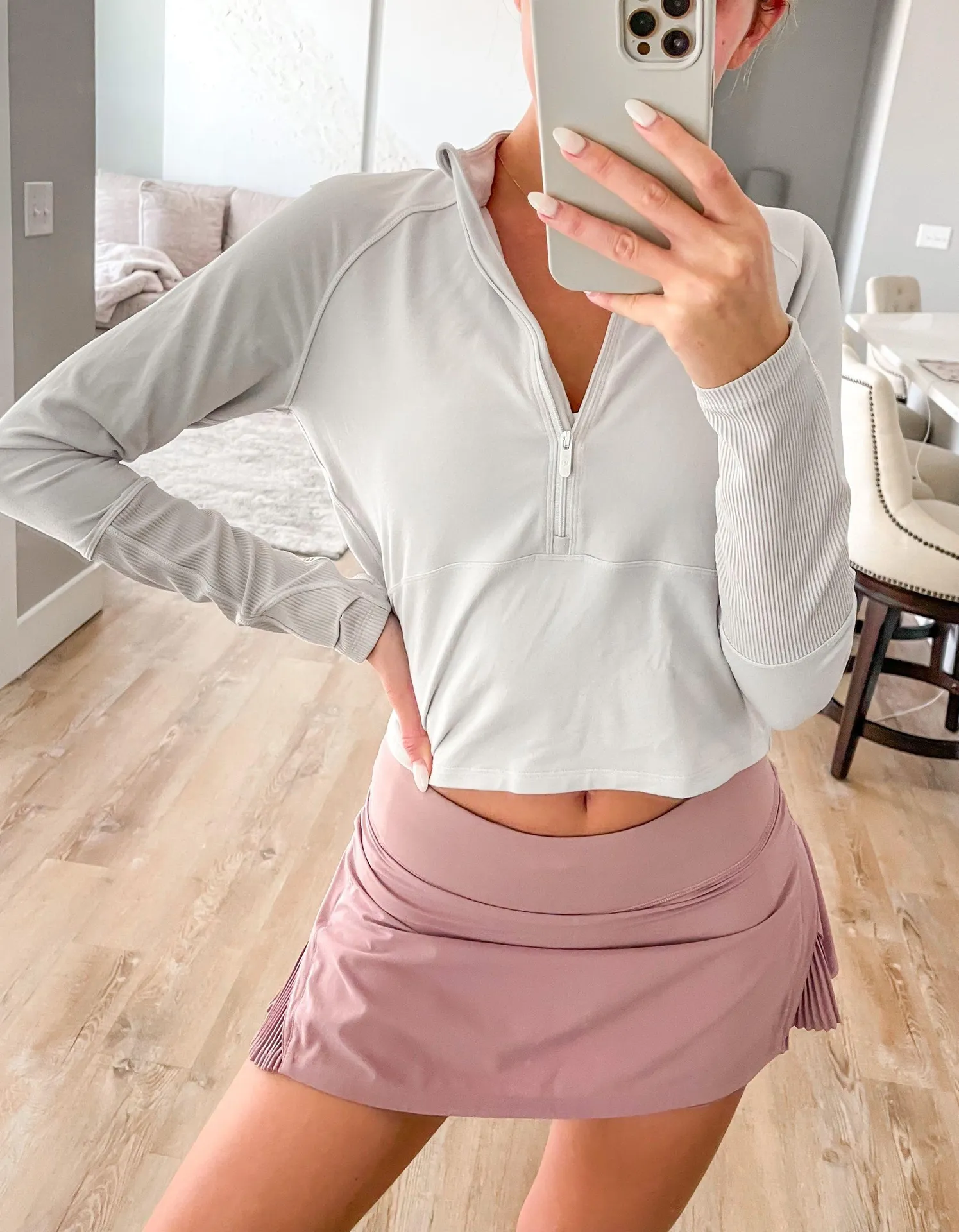 Lululemon White Cropped Half Zip - Image 2