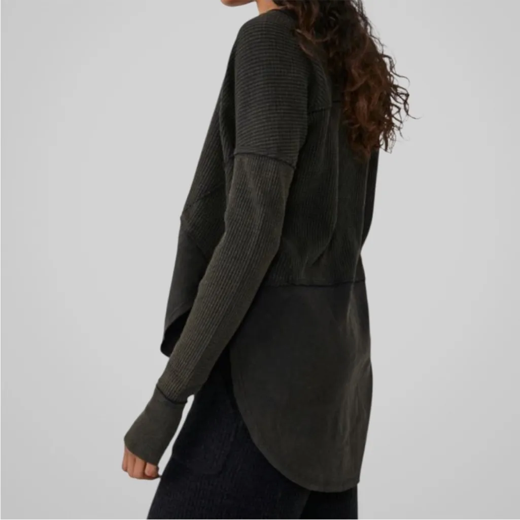 Like New Free People We The Free Monterey Thermal Top Mushroom Oversized Small - Image 3