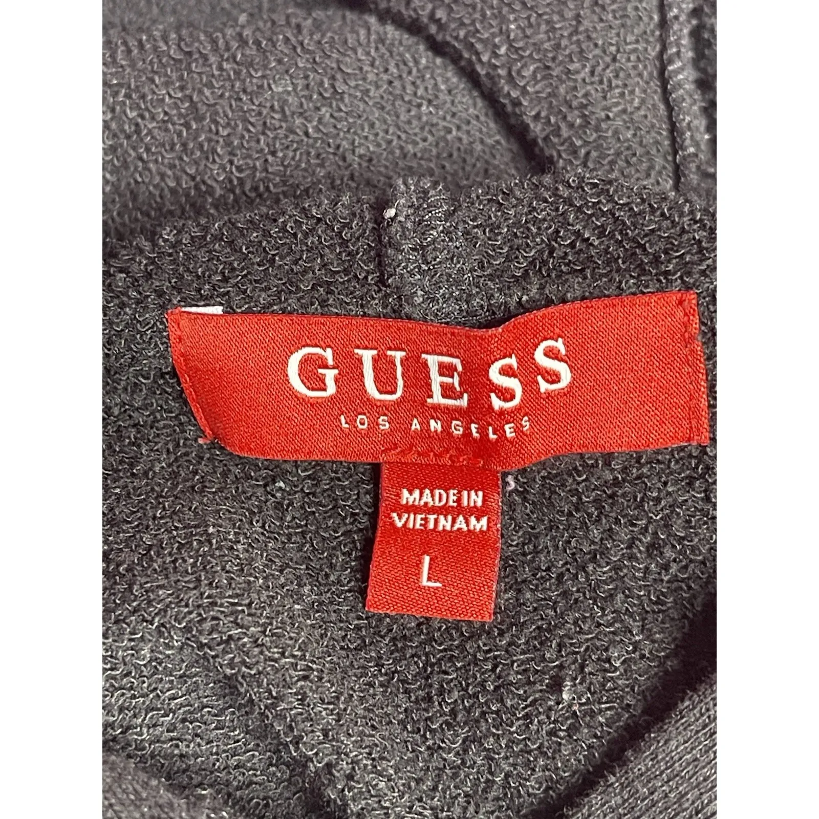 GUESS Los Angeles Triangle Cut Hoodie Sweatshirt Black Size L Y2K I0191 - Image 2