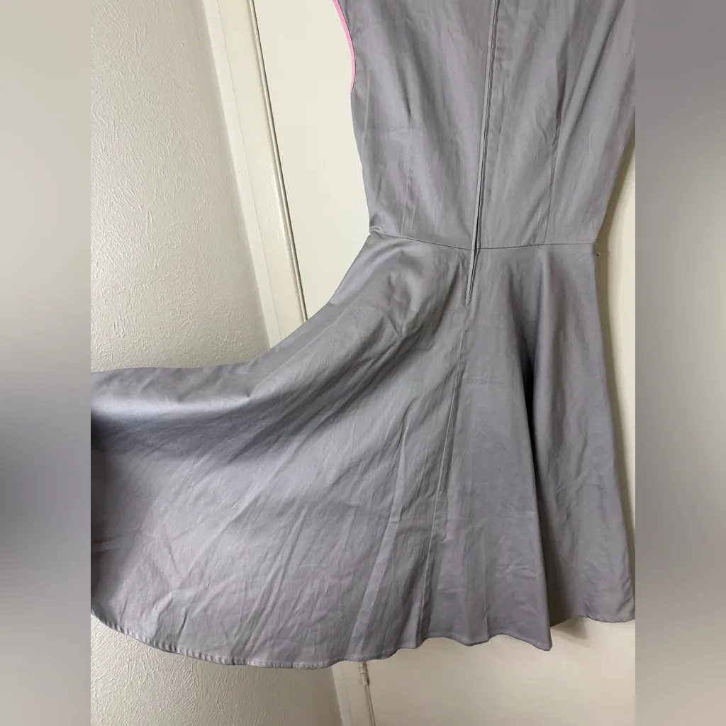 Pinup couture, gray with pink accent, Heidi fit & flare rockabilly midi dress L Size L - Image 7