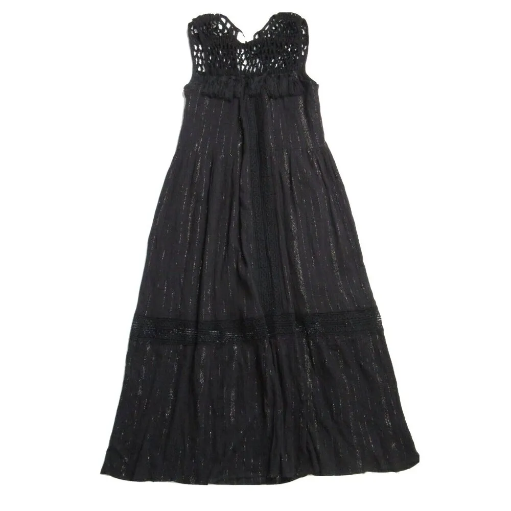 NWT Anthropologie Maeve Abilene in Black Tassel Crocheted Yoke Maxi Dress XS - Image 6