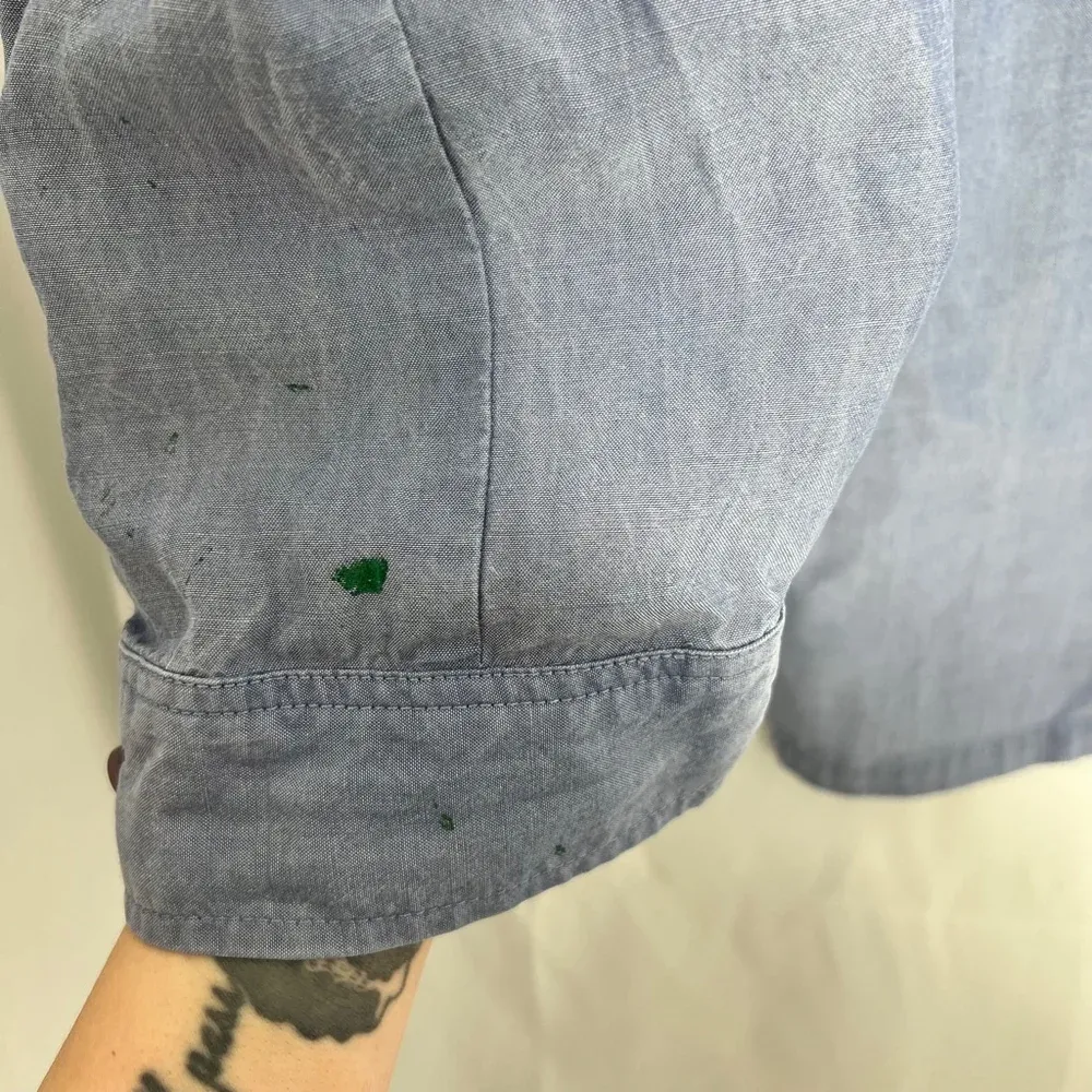 Pendleton Women's  Blue Long Sleeve Button Up Shirt Size‎ L Tall Stained - Image 4