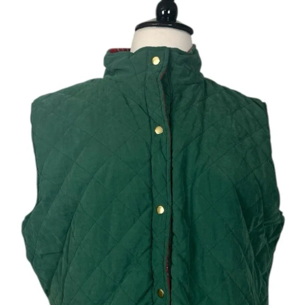 Glizy Quilted Vest Snap Front Reversible Green Red Plaid Women’s Size 2XL - Image 6