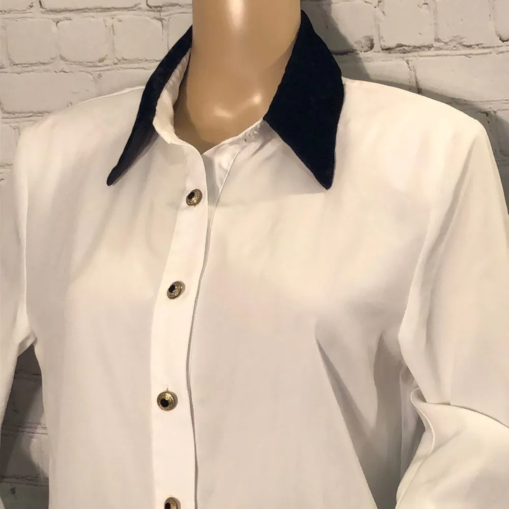 Vintage City Girl Button Down Shirt Velvet Collar Size 10 - Image 2