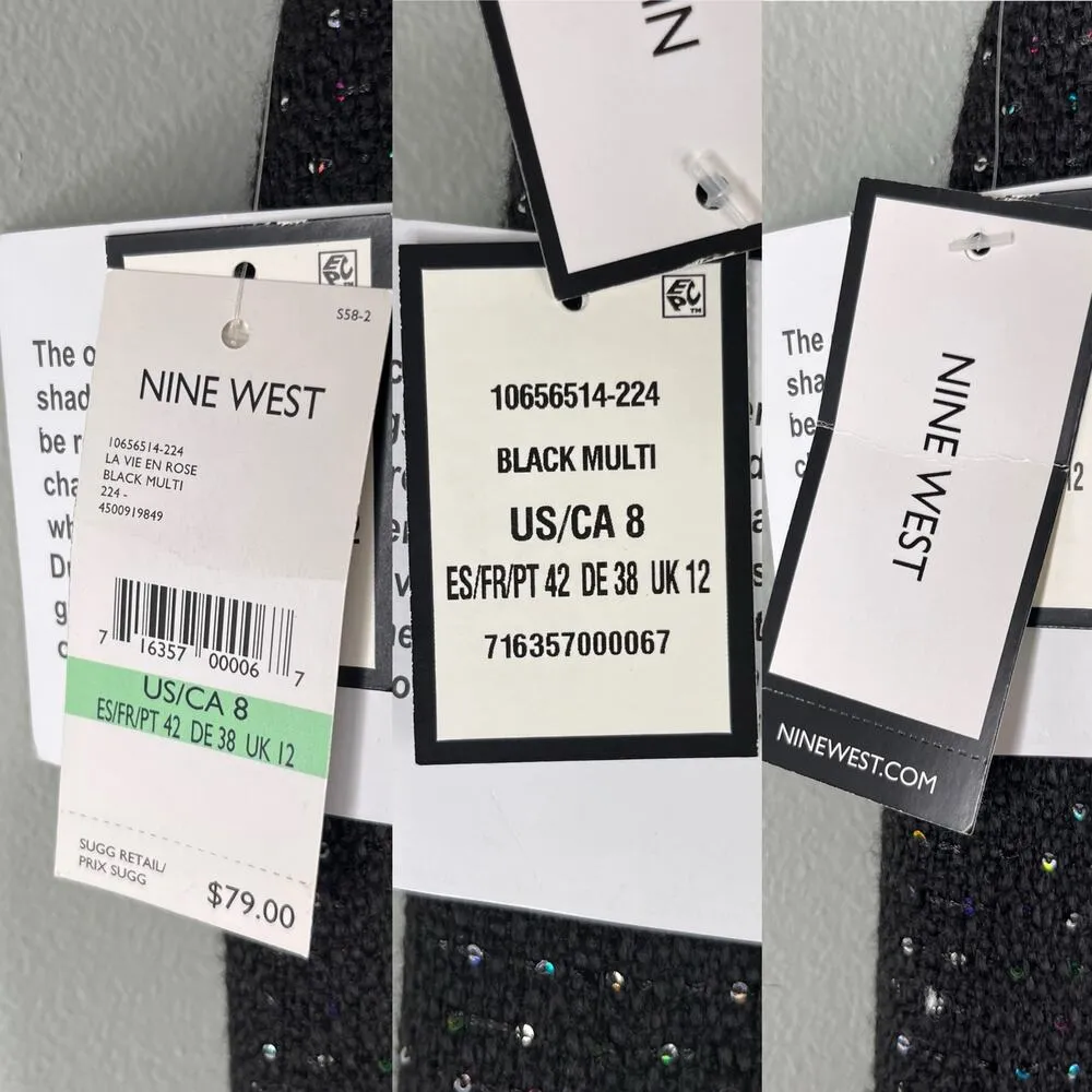 Nine West Pencil Skirt La Vie En Rose Black Multi Sequin 8 New - Image 7