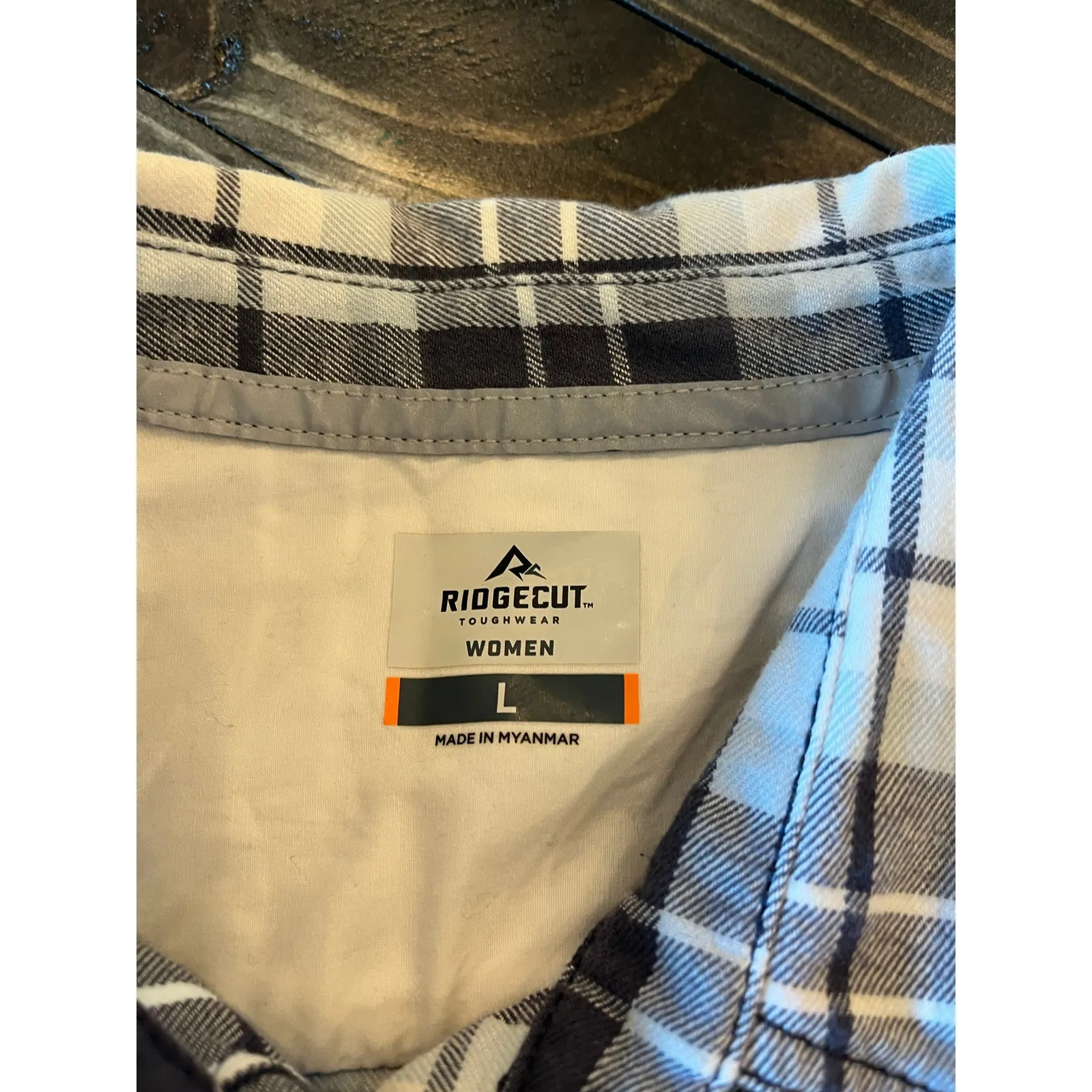 Ridgecut Toughwear Shirt Women Large Blue Plaid Flannel Hiking Outdoor Western - Image 2