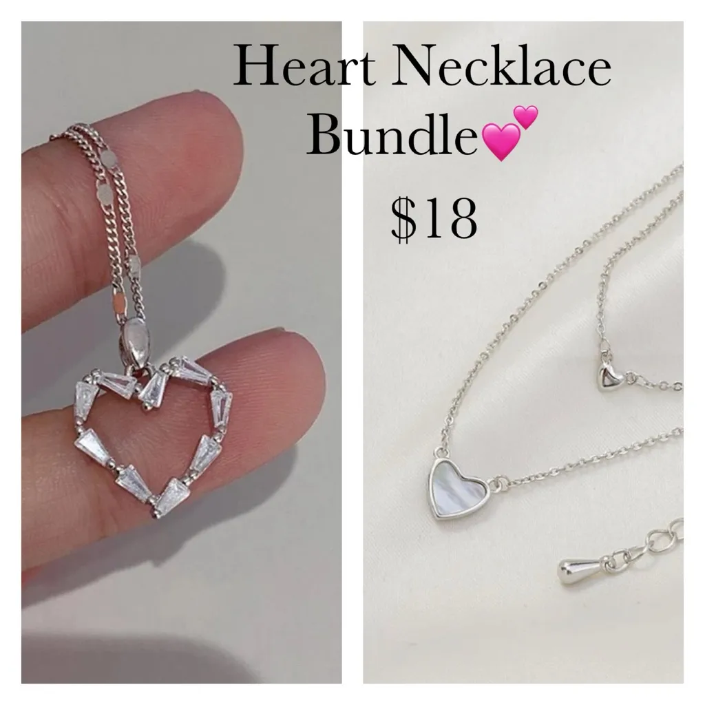 2 Silver Heart Necklaces - Image 3