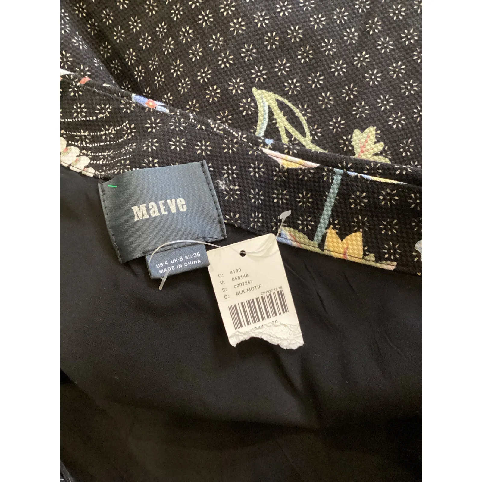 Maeve Anthropologie black ashbury one shoulder floral embroidered mini dress NWT - Image 9