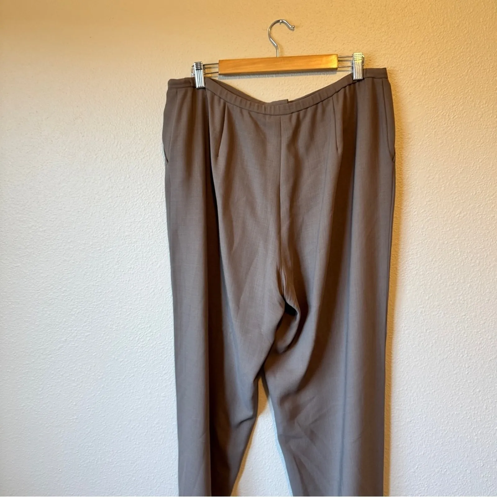 Eileen Fisher Brown Wool Straight Leg Trouser Dress Pants Womens L Lagenlook - Image 6
