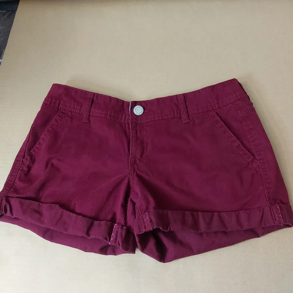 Aeropostale Maroon Twill Shorts 4 Summer Preppy Classic Cherry Girl Minimalist - Image 3