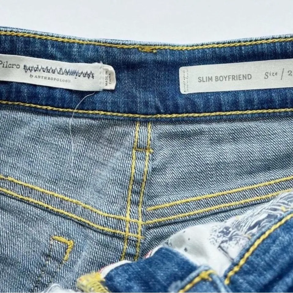 Pilcro Light Blue Jean Shorts with Floral Trim - Image 3