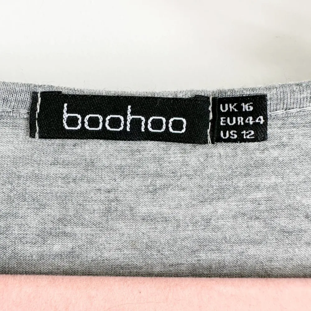 Boohoo Gray 3/4 Sleeve Casual Tee Shirt Mini Dress sz S/M - Image 7