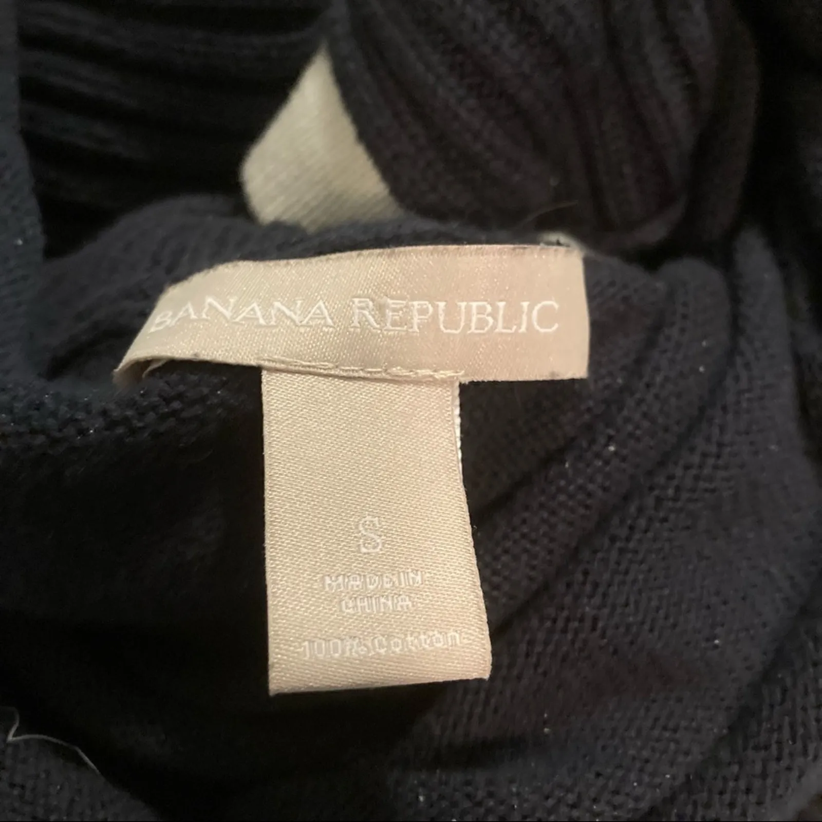 Banana Republic Nautical Ribbed Navy Longsleeve Button Cowl Turtleneck Sweater-S - Image 7