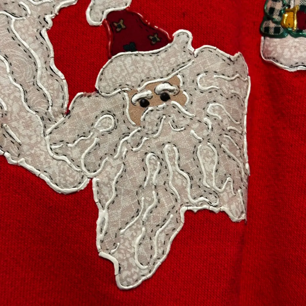 Vintage Santa and snowman cotton sweatshirt crew neck Christmas size L White Size L - Image 2