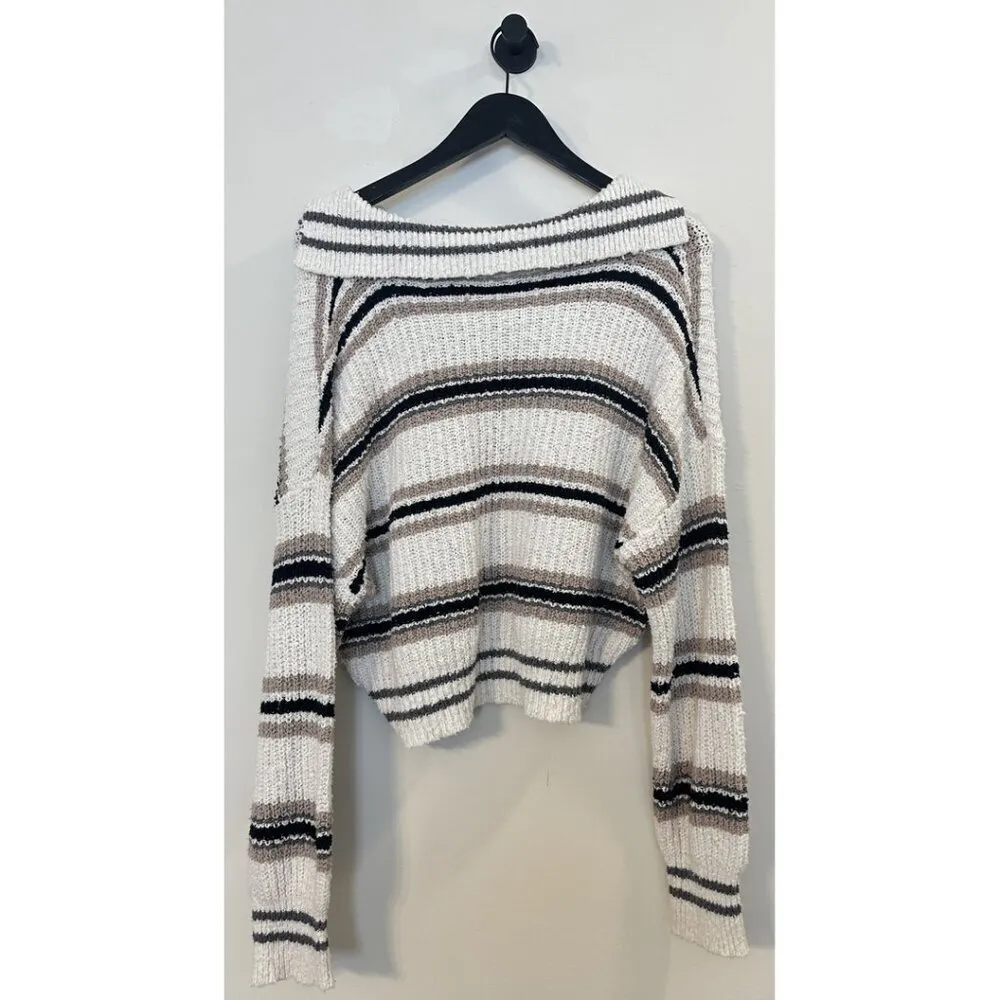 FREE PEOPLE Kennedy Stripe Pullover in Ivory Size X-Small - Image 9