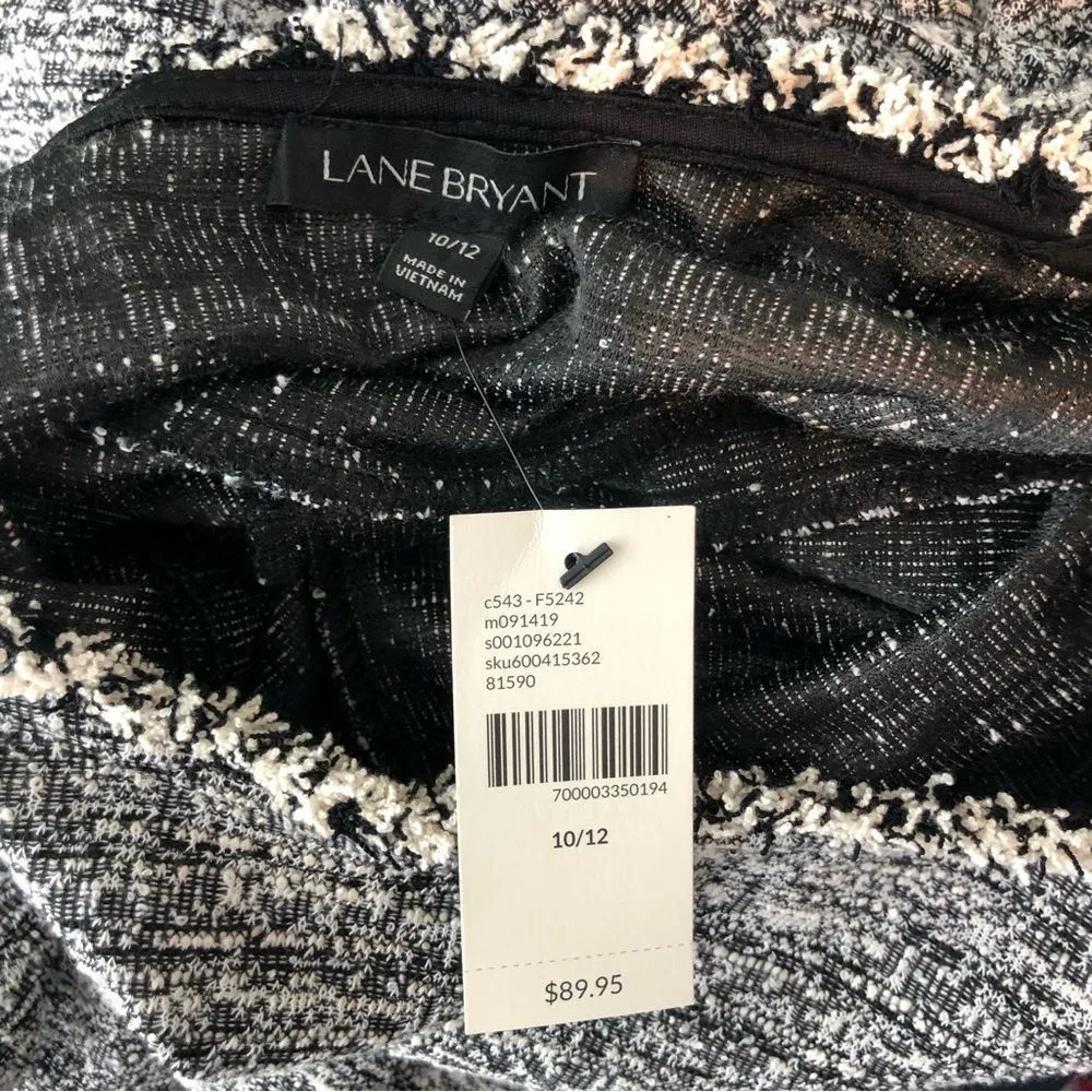 Lane Bryant Tweed Boucle Raw Trim Short Sleeve Fit & Flare Dress 10/12 Large - Image 9