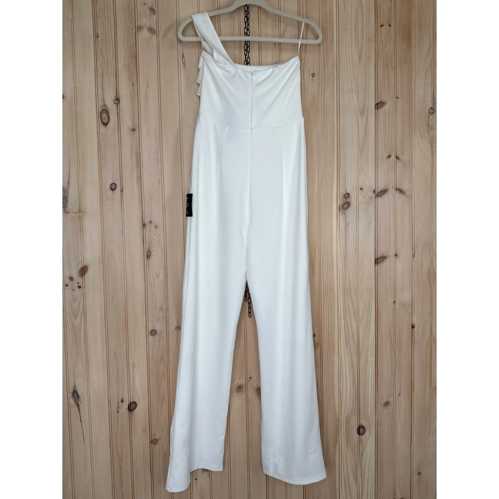 NWT Lulus Devoted to Fun Ivory One-Shoulder Sleeveless Jumpsuit Classy Chic S - Image 8
