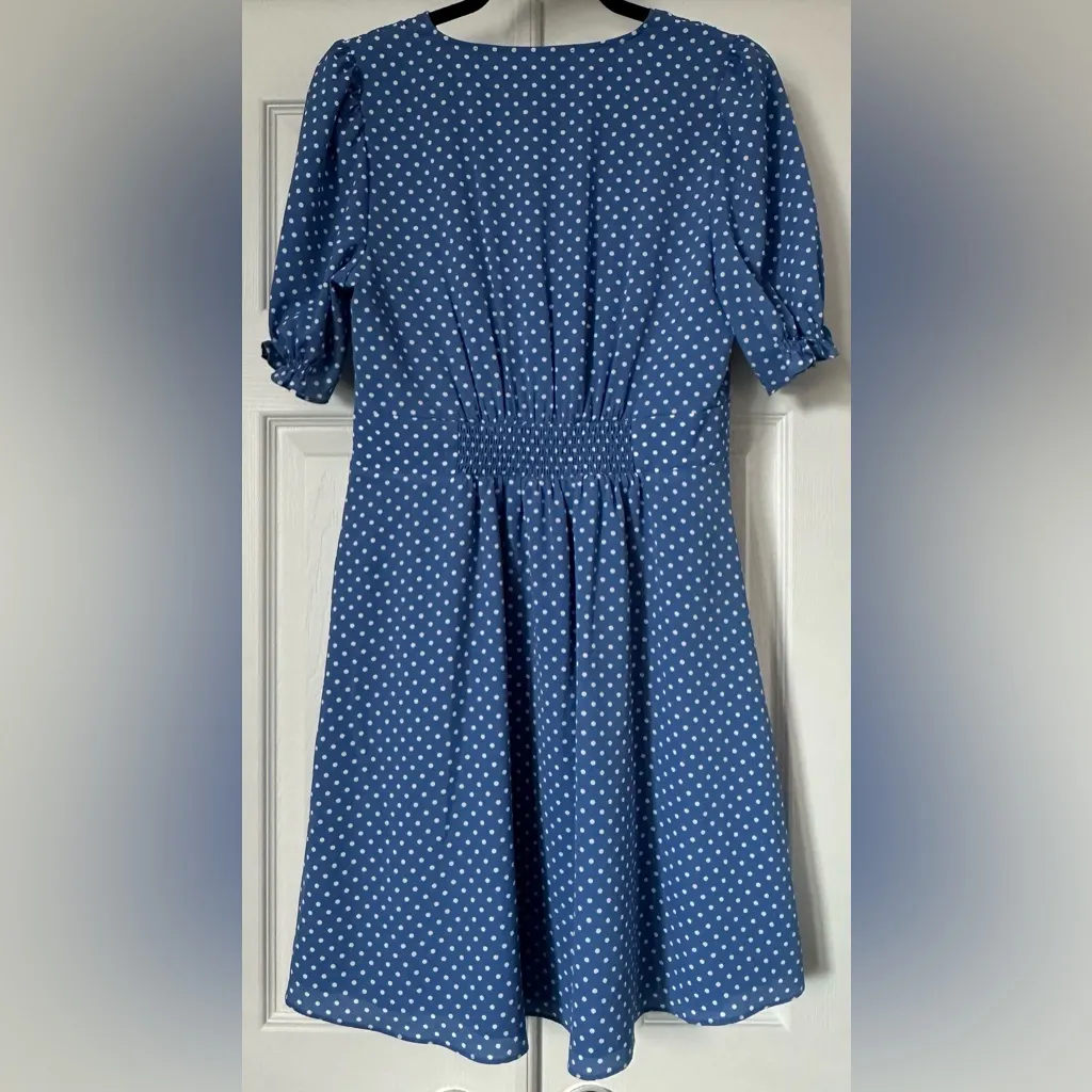 Kate Spade New York Cornflower Blue Tea Garden Dot Mini Dress Size 6 - Image 4